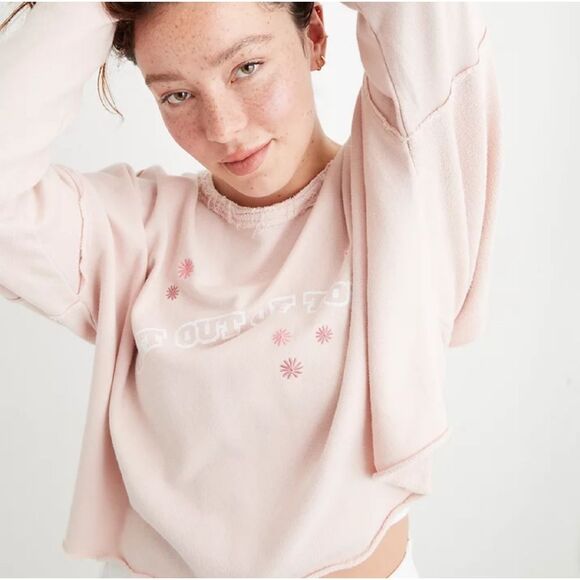 🐢 Aerie Weekend Pretty Back Sweatshirt Small - Picture 1 of 10
